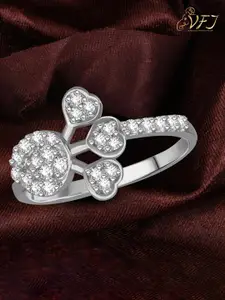 Vighnaharta Rhodium Plated CZ Studded Finger Ring