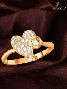 Vighnaharta Gold Plated CZ Studded Finger Ring