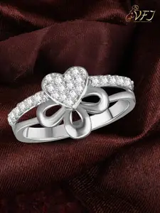 Vighnaharta Rhodium-Plated CZ-Studded Finger Ring