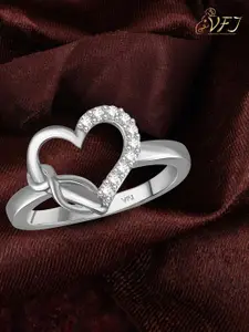 Vighnaharta Rhodium-Plated CZ-Studded Finger Ring