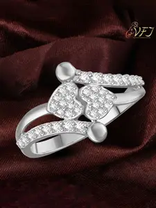 Vighnaharta Rhodium-Plated CZ-Studded Finger Ring