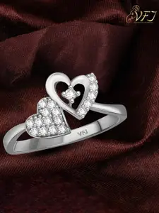 Vighnaharta Rhodium-Plated CZ-Studded Finger Ring