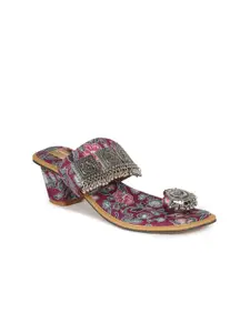 The Desi Dulhan Ethnic Embellished Printed One Toe Block Heels