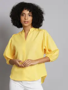 BROOWL Mandarin Collar Cotton Shirt Style Top