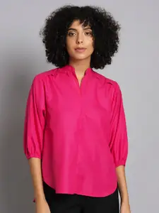 BROOWL Mandarin Collar Cotton Shirt Style Top