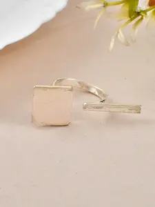 Silvermerc Designs Silver-Plated Square & Bar Adjustable Ring