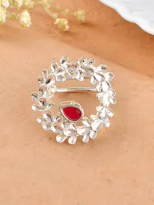 Silvermerc Designs Silver-Plated Floral Design Adjustable Finger Ring