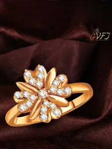 Vighnaharta Gold Plated CZ Studded Finger Ring