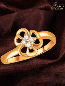 Vighnaharta Gold Plated Stone Studded Finger Ring
