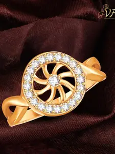 Vighnaharta Gold Plated CZ Studded Finger Ring