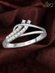 Vighnaharta Rhodium Plated CZ Studded Finger Ring