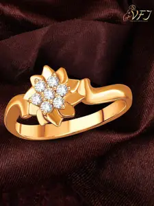 Vighnaharta Gold-Plated CZ-Studded Finger Ring