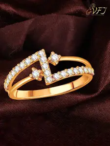 Vighnaharta Gold-Plated CZ-Studded Ring