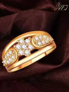 Vighnaharta Gold-Plated CZ-Studded Finger Ring