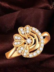 Vighnaharta Gold-Plated CZ-Studded Finger Ring