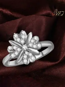 Vighnaharta Rhodium-Plated CZ-Studded Finger RingRing