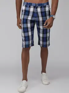 SPORTO Men Checked Rapid-Dry Cotton Mid-Rise Shorts