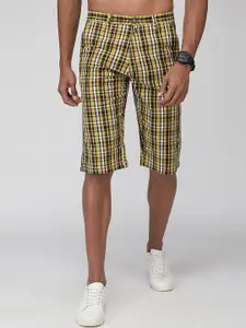 SPORTO Men Checked Rapid-Dry Cotton Mid-Rise Shorts