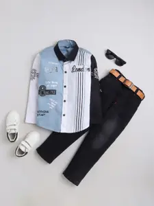 BAESD Boys Printed Pure Cotton Shirt with Trousers