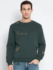 CAMLA Graphic Print Round Neck Cotton Pullover Sweatshirt