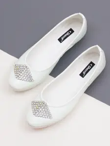 Sherrif Shoes Embellished Square Toe Slip-On Ballerinas