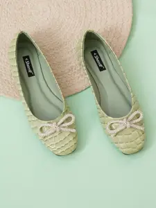 Sherrif Shoes Textured Ballerinas With Bows