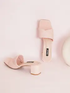 Sherrif Shoes Textured Open Toe Block Heels
