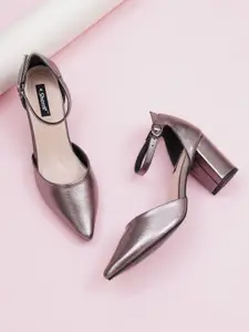 Sherrif Shoes Pointed Toe Party Block Heels With Ankle Loop
