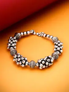 aadita Silver Plated Oxidised Cuff Bracelet