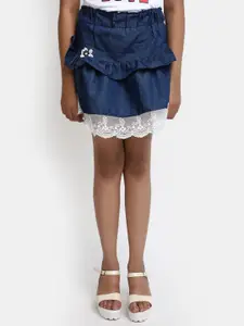 V-Mart Girls Lace Details Denim A Line Skirts
