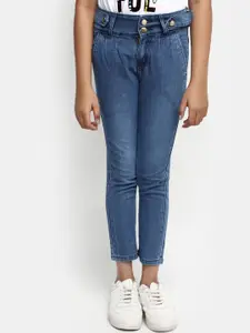 V-Mart Girls Regular Fit Mid Rise Clean Look No Fade Stretchable Jeans