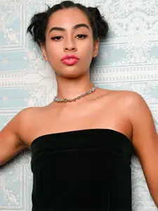 ODETTE Silver Plated Crystal Studded Statement Necklace