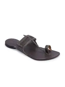 KORAKARI Men Ethnic Leather Kolhapuri Sandals