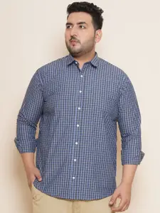 John Pride Plus Size Grid Tattersall Checked Regular Fit Opaque Cotton Casual Shirt