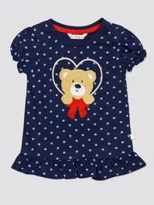 H By Hamleys Girls Graphic Printed Puff Sleeves Cotton T-shirt