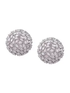 RATNAVALI JEWELS Silver-Plated Circular Stud Earrings