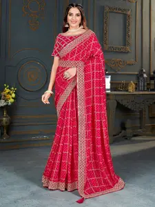 Mitera Bandhani Printed Sequinned Silk Blend Bandhani Saree