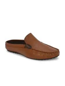 Roadster Men Tan Brown Perforations Comfort Insole Penny Mules