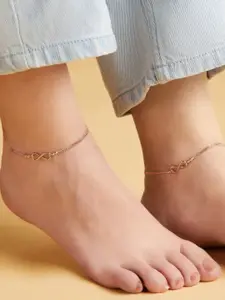 Zavya Pack Of 2 Rose Gold-Plated 925 Pure Sterling Silver Anklets
