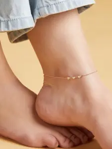 Zavya 925 Pure Sterling Silver Artificial Stones Rose Gold-Plated Anklet