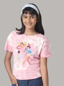UNDER FOURTEEN ONLY Girls Tie & Dye Embroidered Cotton T-shirt