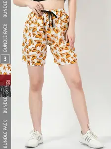 BAESD Women Pack Of 3 Printed High-Rise Regular Shorts