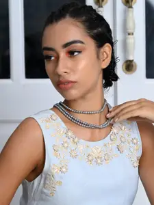 ODETTE Silver-Plated Layered  Beaded Necklace