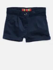Peppermint Girls Navy Blue Solid Shorts