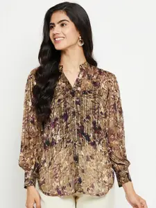 Ruhaans Classic Floral Printed Chiffon Casual Shirt