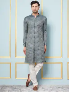 See Designs Geometric Woven Design Thread Work Straight Kurta