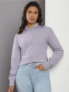 Calvin Klein Jeans Hooded Cotton Crop Sweatshirt