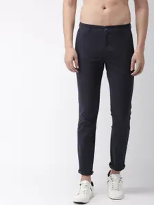 HIGHLANDER Men Navy Blue Slim Fit Solid Trousers