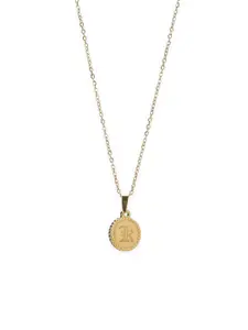 PALMONAS Gold-Plated L Engraved Necklace