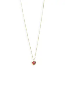 PALMONAS Gold-Plated Emerald Heart Pendant Necklace
